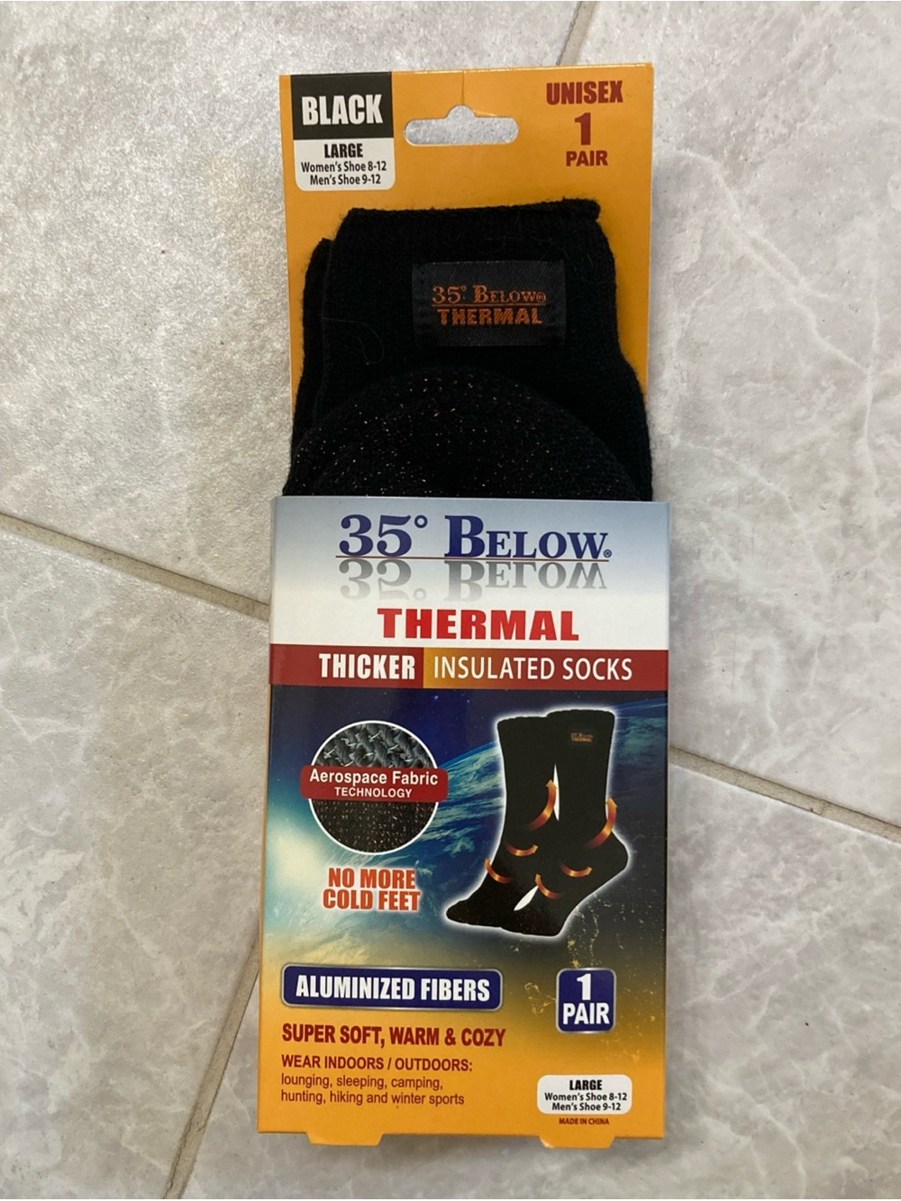 35° Below Thermal Insulated Socks - Black Size Large (1 Pair)